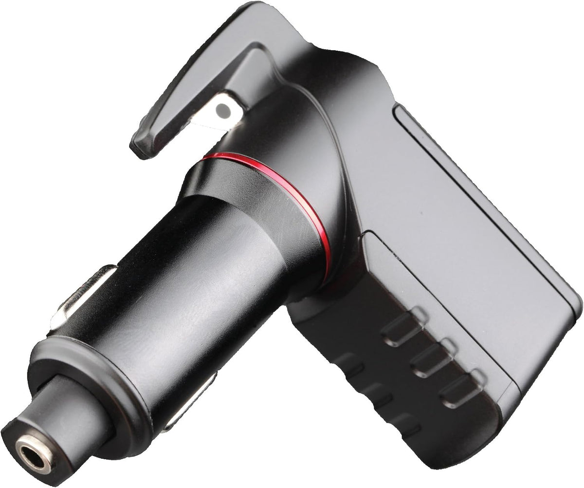 Ztylus Stinger Car Emergency Escape Tool, Spring-Loaded Window Breaker, Car Safety Hammer, Seatbelt Cutter and Window Glass Breaker, USB Car Charger, 2 USB Ports Max 2.4A (Black)
