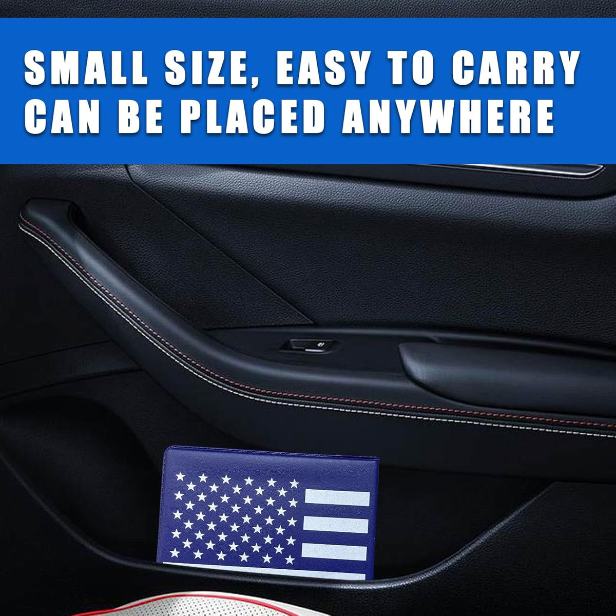 Ziciner Car Registration Insurance Holder, 2Pack Essential Auto Card Document Glove Box Organizer with Touch Fastener, Vehicle Interior Accessories Perfect for Most Car, Truck, SUV (Red/Small Car)