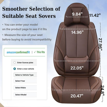 Coverado Seat Covers Full Set, Black Seat Covers for Cars 5 Seats, Car Seat Protector, Waterproof Nappa Leather Car Seat Cushion, Front and Rear Car Seat Cover Fit for Most Sedans SUV Pick-up Truck - Colors A