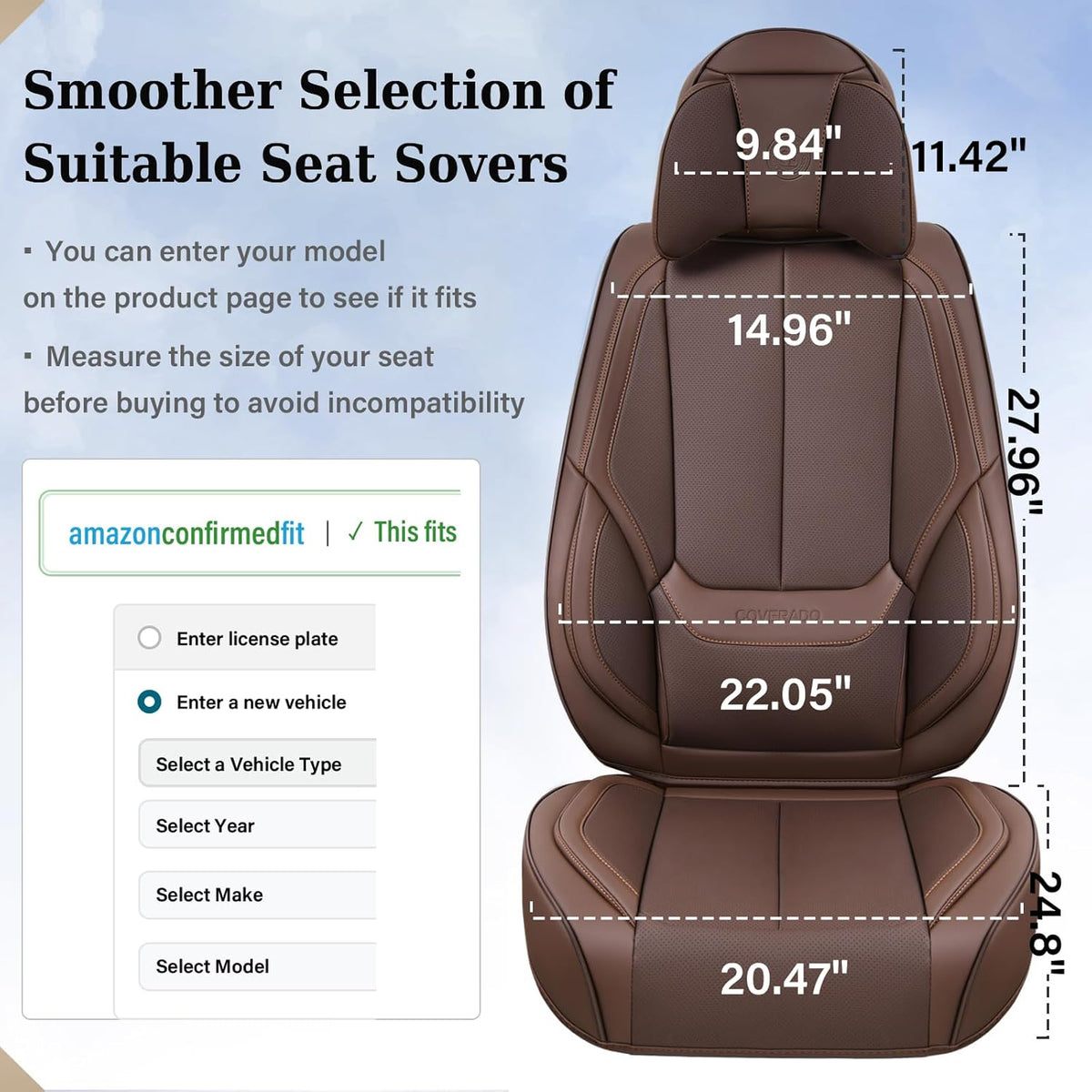 Coverado Seat Covers Full Set, Black Seat Covers for Cars 5 Seats, Car Seat Protector, Waterproof Nappa Leather Car Seat Cushion, Front and Rear Car Seat Cover Fit for Most Sedans SUV Pick-up Truck - Colors B