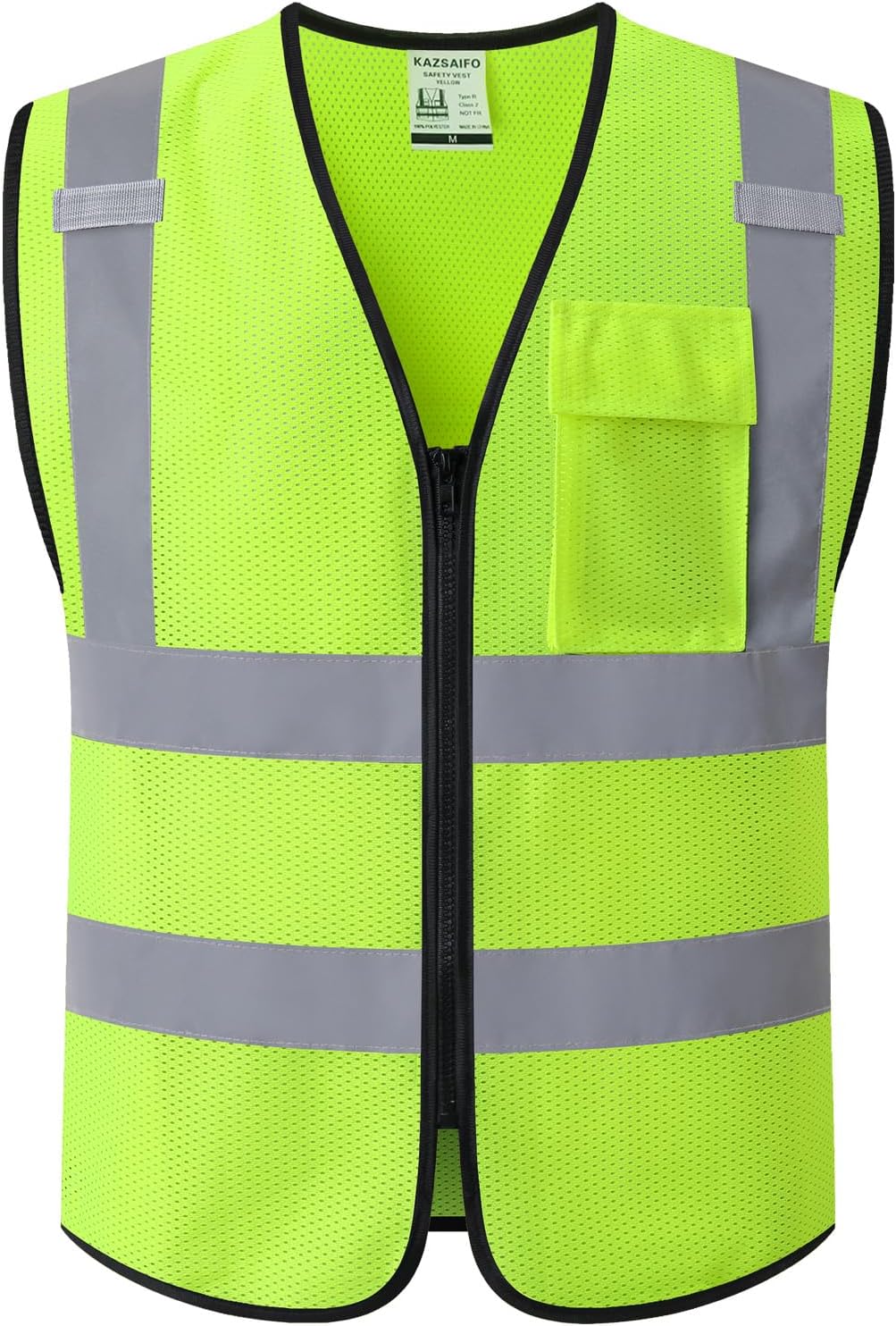 Hi Vis Reflective Safety Vest for Men Women with Chest Pocket Mesh High Visibility Class 2 Construction Vest,Meets ANSI/ISEA Standard(KZ179-Yellow-L)