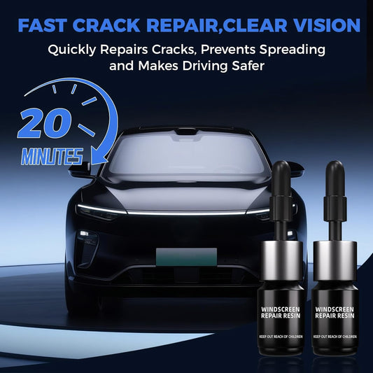 Windshield Repair Kit, Car Windshield Chip Repair Kit, Nano Glass Crack Repair, Auto Glass Crack Chip Quick Fix Tools, Bulls-Eye and Star-Shaped Crack-2 Bottles