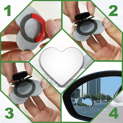 Upgrade HD Glass Wide Angle Blind Spot Mirror, Frameless 360 Adjustable Convex Rear View Mirror for Cars, Trucks and SUV - Big Fan Shaped 2pcs
