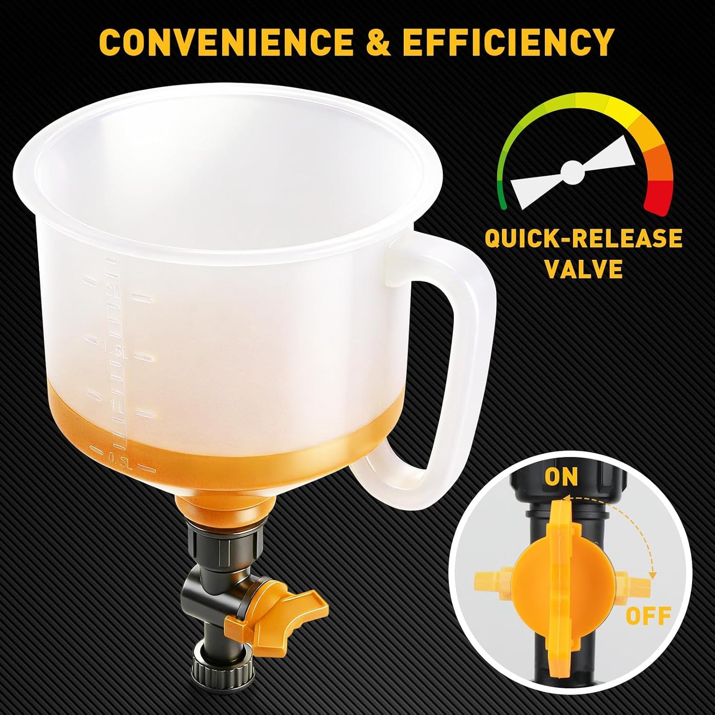 18-Piece No Spill Engine Oil Funnel Kit, 1.59QT/ 1.5L Automotive Coolant Funnel Set, 12 Adapters, Elbow Fitting, Arrow Screen & Magnetic Tray, Compatible with GM, Ford, BMW, Audi, Land Rover Etc