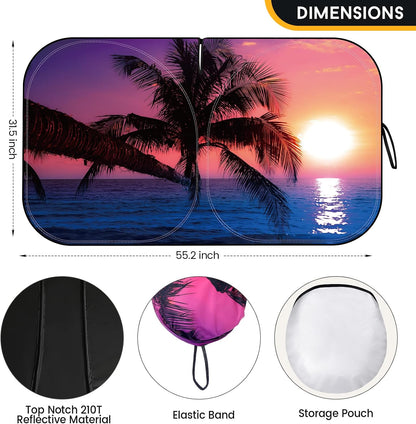 Car Windshield Sun Shade - Foldable Car Sun Shade Windshield for Front Window, Reflector Sunshade Offers Ultimate Protection for Cars Interior (55.2 x 31.5 in)