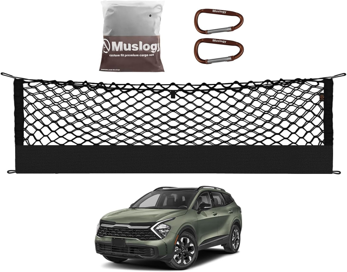Muslogy Truck Bed Cargo Net Trunk Netting Compatible with 2023-2025 2026 Honda CR-V Accessories, Pickup Cargo Organizer SUV Sedan Storage Net w/Heavy Duty Carabiners - Colors A
