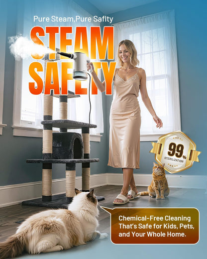 Handheld Steam Cleaner, 15s Fast Heating, Adjustable Steam, 650mL Large Water Tank, Pressurized Portable Steamer for Cleaning Home, Kitchen, Car, Bathroom, Tile, Furniture, Multi-Surface