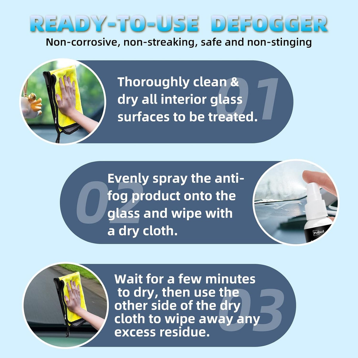 Anti Fog Spray for Car Windshield Inside & Windows - Long Lasting Window Defogger for Mirrors, Glasses, Bathroom Glass & Plexiglass Instant Fog Prevention & Protection - 120ML/4OZ