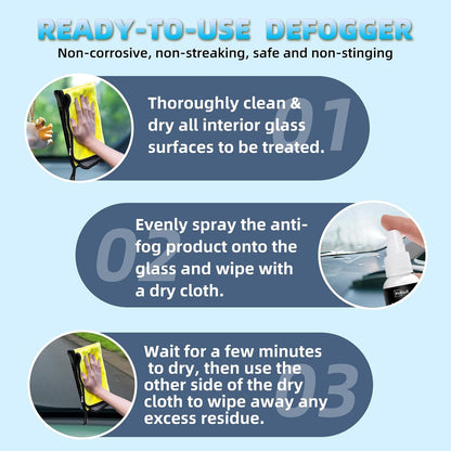 Anti Fog Spray for Car Windshield Inside & Windows - Long Lasting Window Defogger for Mirrors, Glasses, Bathroom Glass & Plexiglass Instant Fog Prevention & Protection - 120ML/4OZ