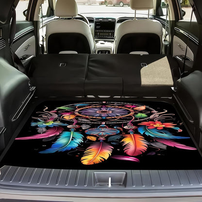 Universal Car Trunk Mat 29" x 39",Purple Colorful Flowers All Weather Trunk Protection Cargo Liner, Durable Cargo Mat Rear Trunk Liner,Stylish Vehicle Interior Accessories Suitable for Most Car Models