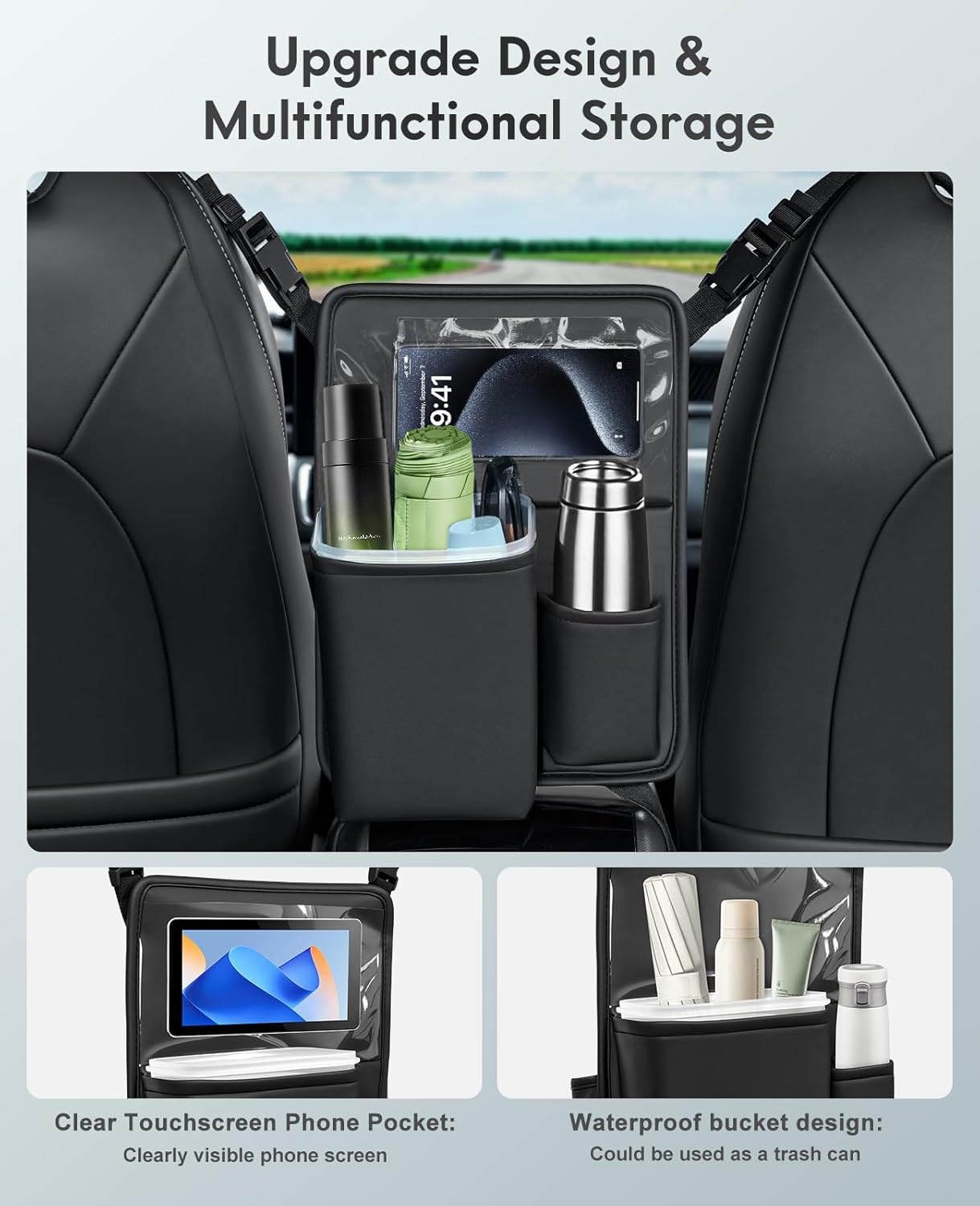FLORICH Car Seat Gap Filler, Pro-Seats Gap Filler Organizer and Storages 2-in-1, Premium Leather Center Console Organizer, Car Organizer Front Seat Universal Fit for Car SUV Truck