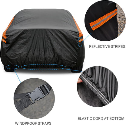 GUNHYI Car Cover for Automobiles All Weather Waterproof, Universal Fit Sedan Ford Mustang, Chevy Camaro/Malibu, Kia Optima, Hyundai Sonata, Nissan Altima, Volkswagen Passat, Tesla Model 3 etc.