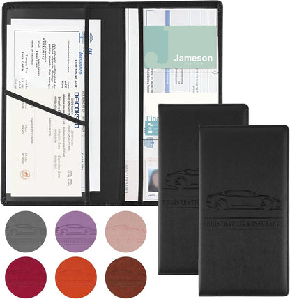 JUSTTOP 1Pack Car Registration and Insurance Holder,Car Document Holder for Cards License with Magnetic Shut,Vehicle Glove Box Car Organizer for Documents, Cards, License(Black)
