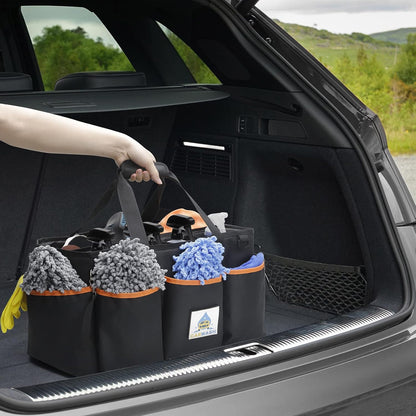 WDG Detailing Bag Cleaning Caddy Organizer with Handle & Polisher Tote Bag Wearable Cleaning Caddy Car Care Storage/Carry Tote for Car Care Supplies Organizer -Small