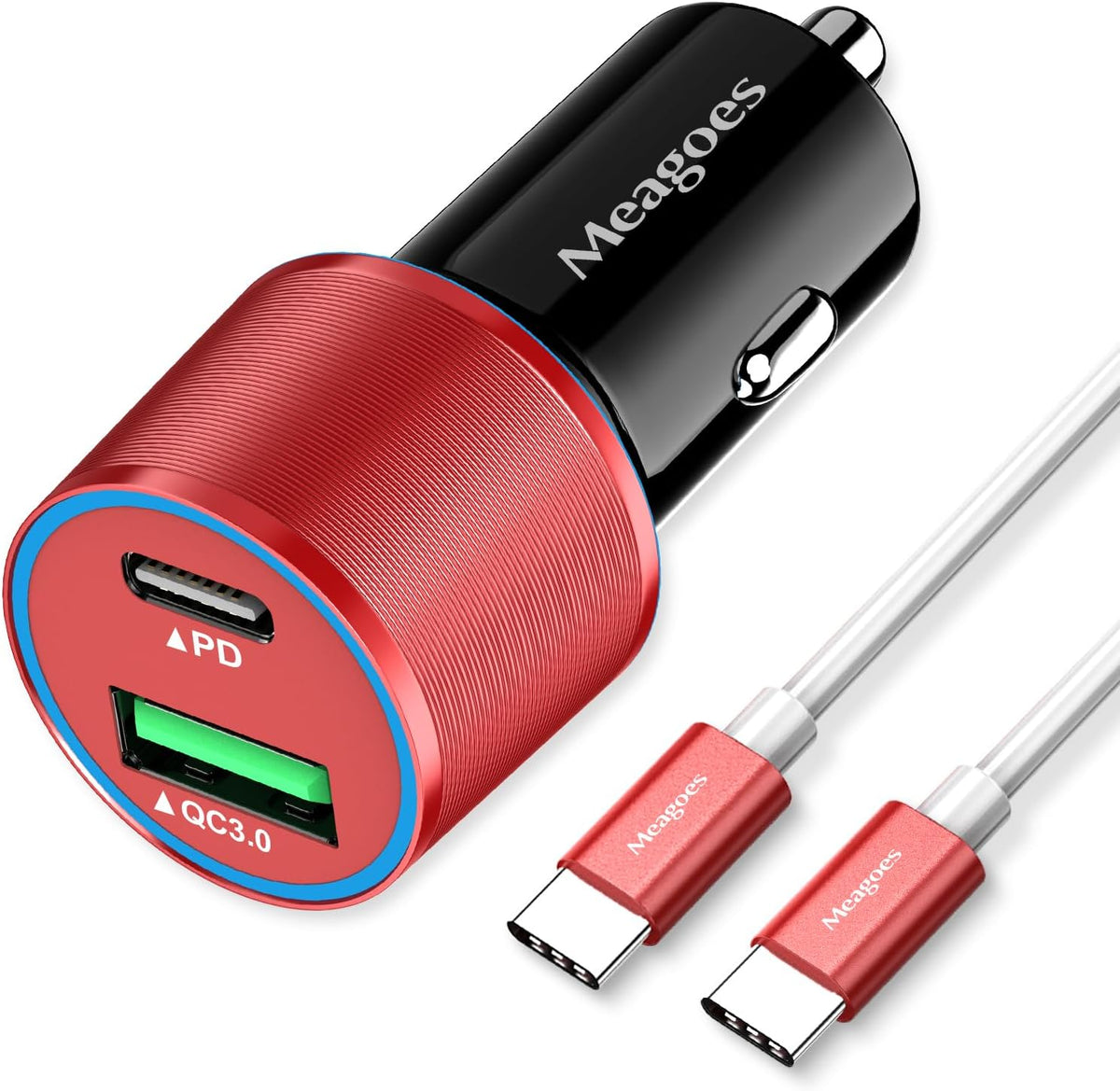 67.5W Car Charger USB C Super Fast Charging, 45W USBC & QC3.0 Port Plug for iPhone 17 Pro Max/Air/16/15/iPad, Samsung S26/S25 Android Cell Phone, Dual 12V Cigarette Lighter Adapter+ 3.3ft Type C Cable