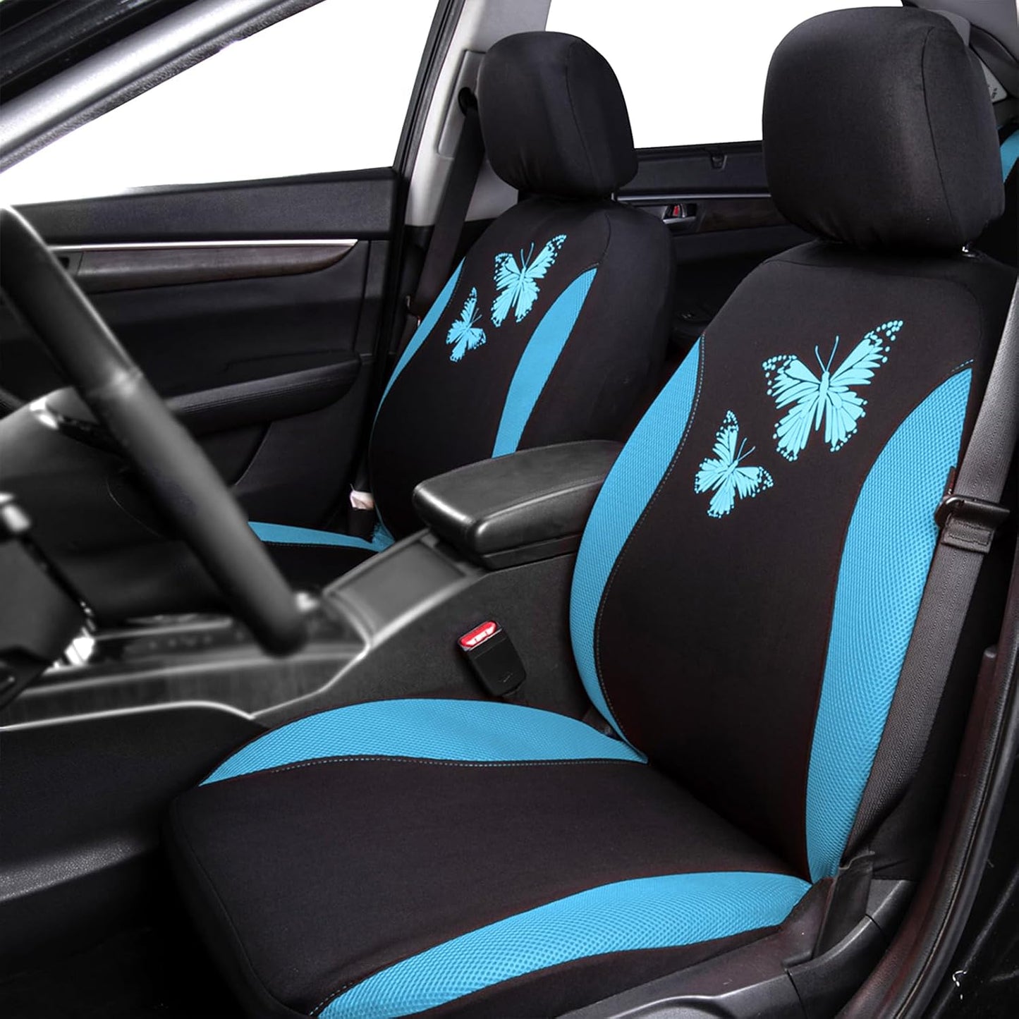 Flying Banner Butterfly car seat Covers ful Set Fashion Universal Lady Woman Female Rear Bench Split Colorized (Pink, 2 Fronts - Lace)