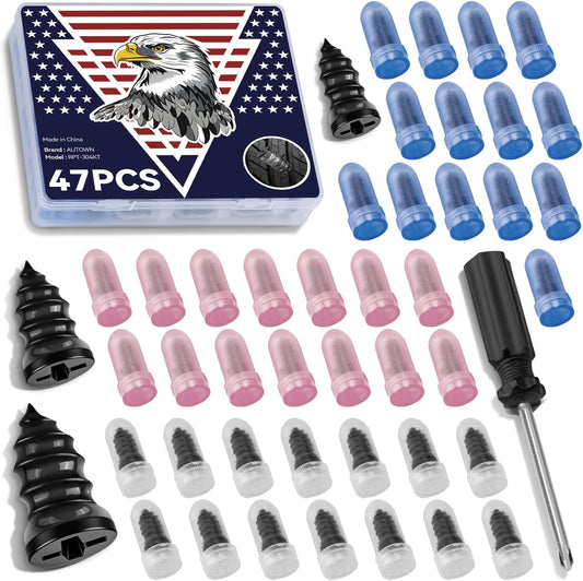 AUTOWN 72PCS Tire Repair Rubber Nail Kit - Complete Set with 3 Sizes, Storage Box & Screwdriver - for Car, Truck, Motorcycle & More