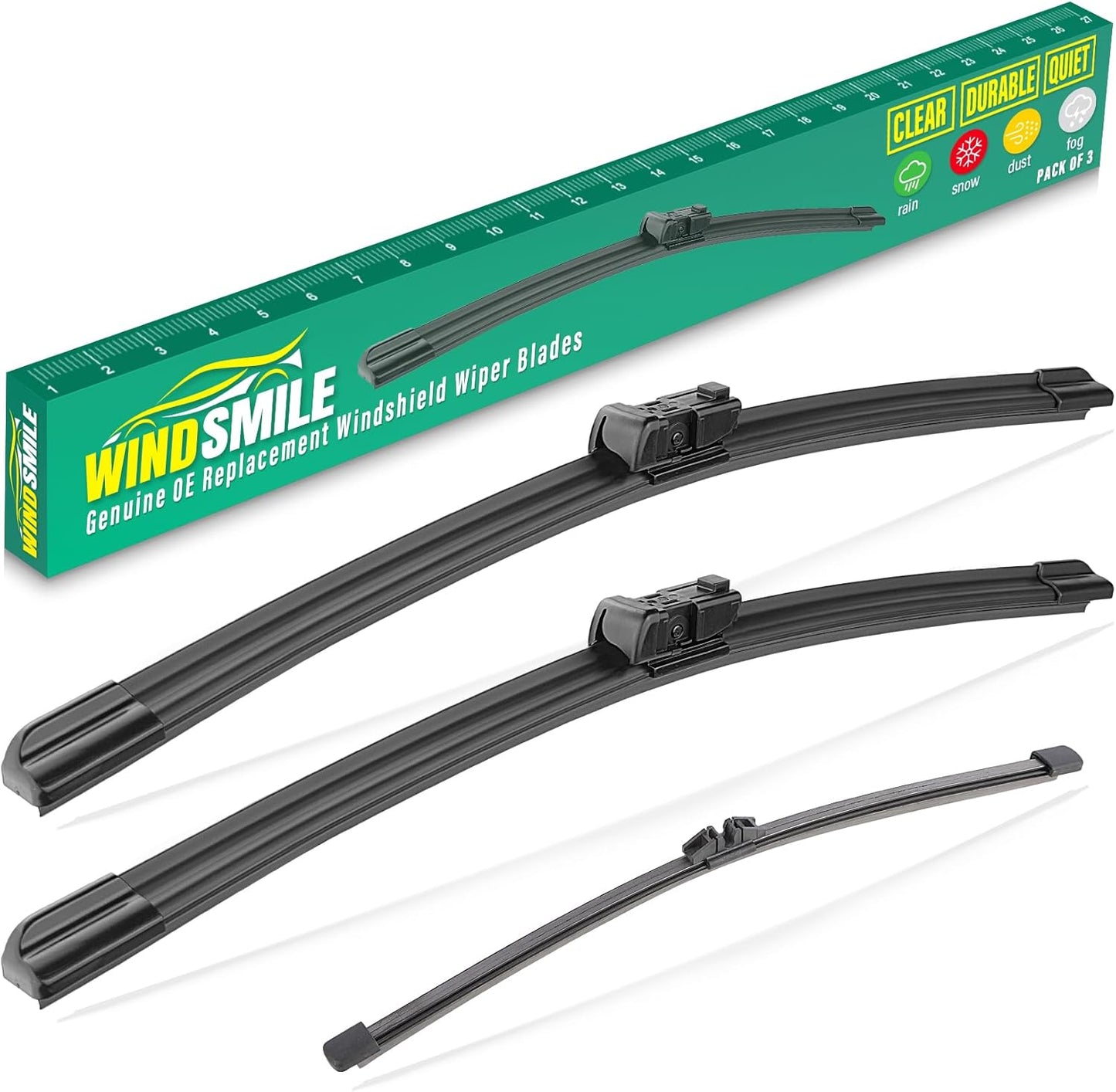 26" 16" 12" Windshield Wiper Blades Replacement for Toyota RAV4 2019 2020 2021 2022 2023 2024 2025 RAV 4 / Mazda 5 2006-2015 Premium All Weather Front Rear Wipers Set - OEM Quality (Pack of 3) - Colors A