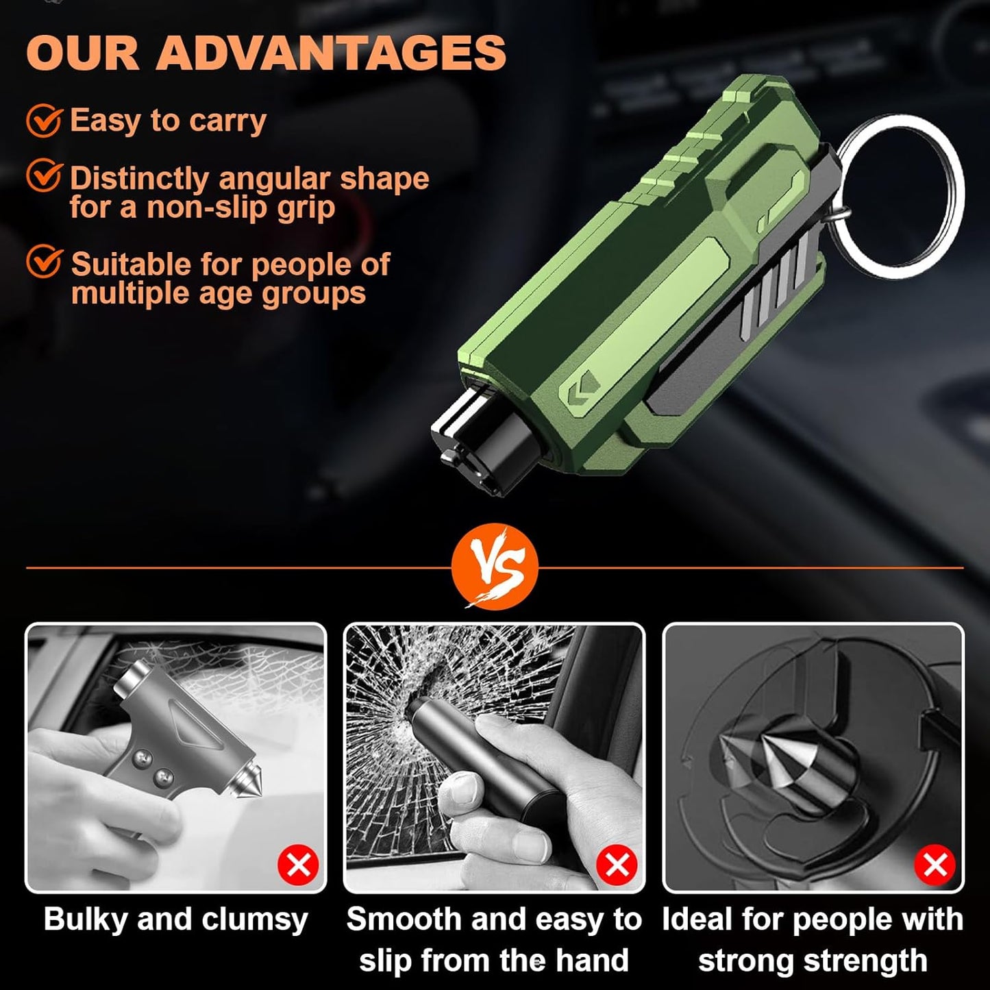 4PCS Car Window Breaker Seatbelt Cutter, Portable 2 in 1 Seatbelt Cutter and Window Glass Breaker Keychain Emergency Escape Tool for Cars
