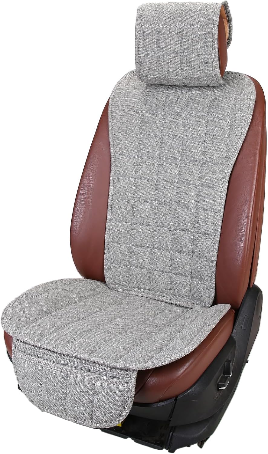 Suninbox Car Seat Covers Buckwheat Hull Universal Car Seat Covers,Bottom Seat Covers for Cars,Truck Seat Covers,Car Seat Cushion Protector Mats Pad,Gray Front Seat