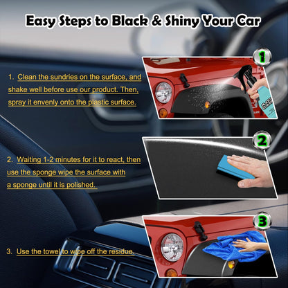 Car Trim & Plastic Restorer for Refreshing Faded Plastic, Leather, Vinyl & Rubber Trim with Polish, Black Plastic Restorer Automotive Shiny Stuff, Black Car Exterior & Interior Care-200ml