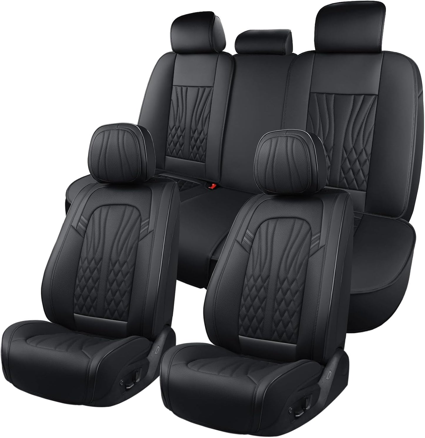 MINGBRON Leather Car Seat Covers,Car Seat Protector Waterproof,Seat Covers Full Set, Car Seat Protectors 5 Seats,Automotive Seat Covers Fit Most Cars Wine Red