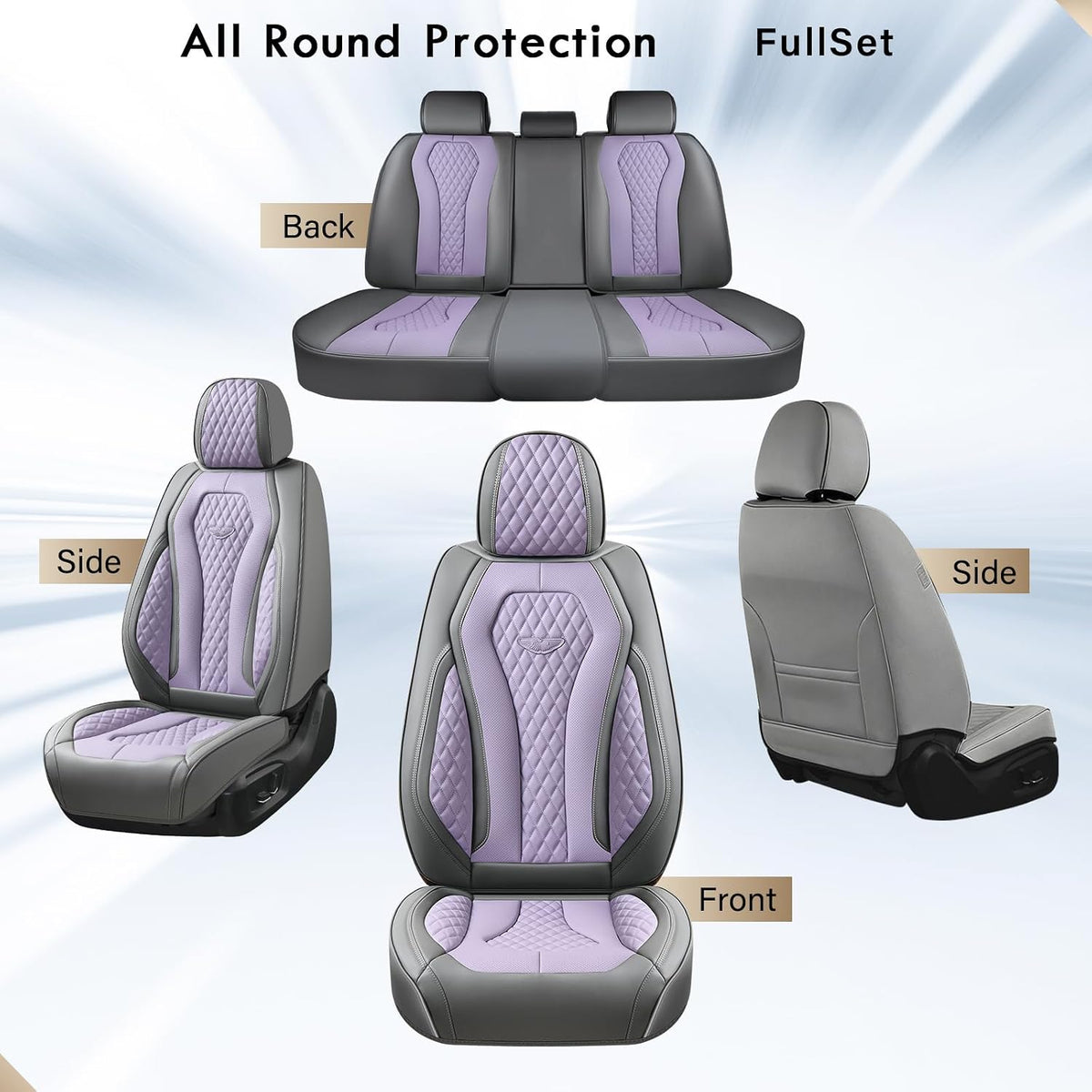 Coverado Seat Covers, Car Seat Covers Full Set, Black Car Seat Cover, Car Seat Covers Front Seats Back Seat Cover, Waterproof Car Seat Cushion, Leather Seat Covers Seat Protector Fit for Most Cars