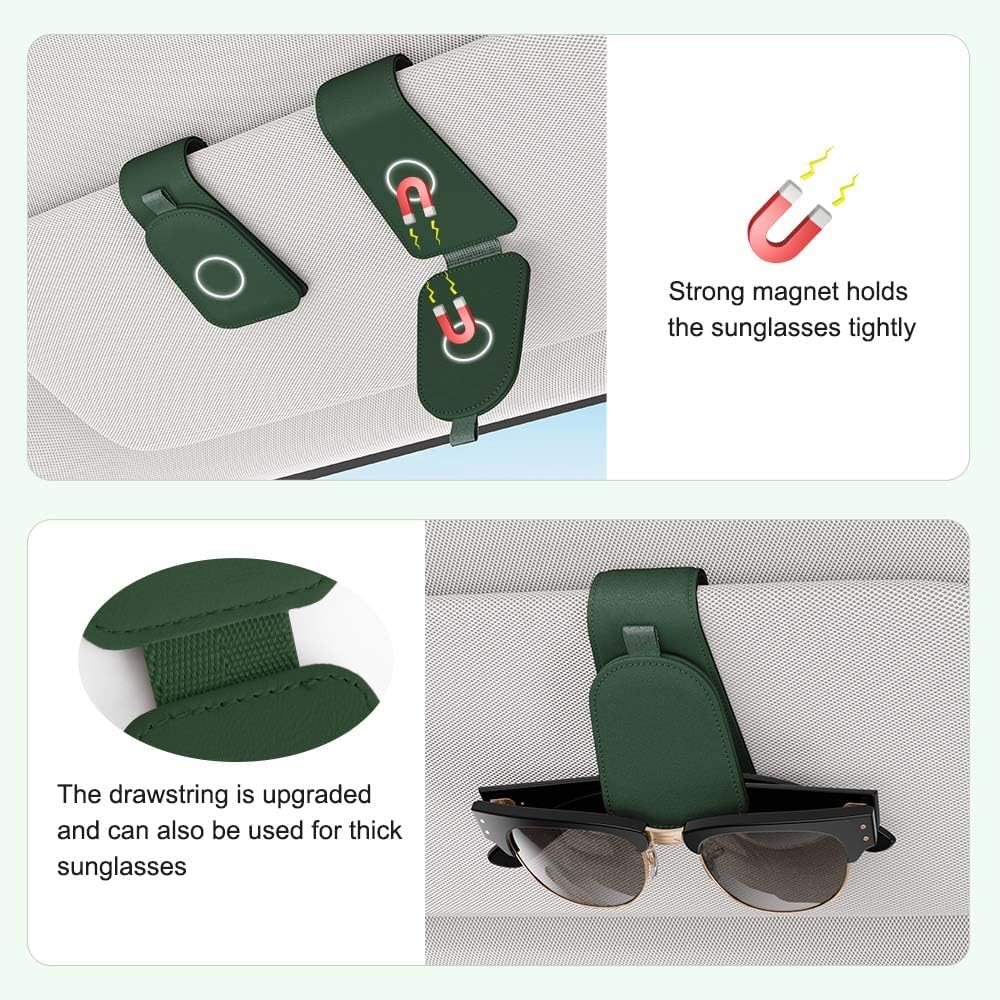 Sotfamily Sunglass Holder for Car Visor, Suede Cloth Magnetic Sunglass Organizer for Car Accessories, 2 Packs, Black