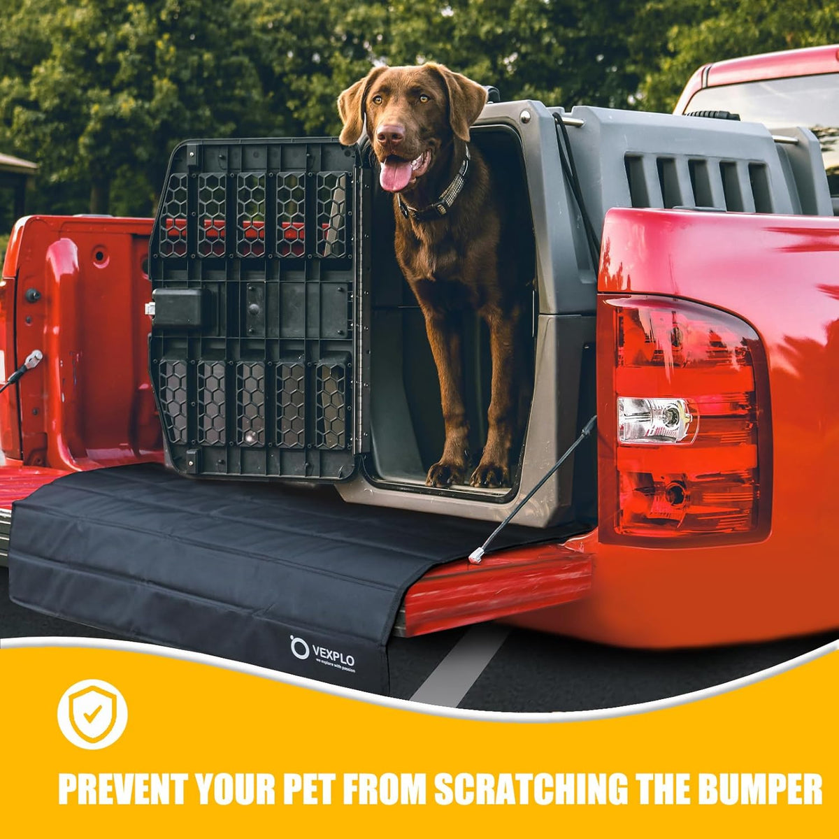 VEXPLO Large Rear Bumper Guard for Cars SUV Anti-Scratch Bumper Protector | 38 x25 inches Universal Fold and Go Bumper Cover, Protect from Scratches Loading Scooter Rollator WheelChair Walker Dog Paw