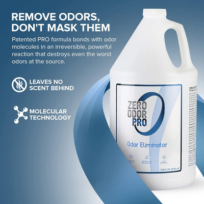 Zero Odor Pro Commercial Strength Odor Eliminator, Room Deodorizer and Air Freshener, Trigger Spray, 32 oz, White/Blue