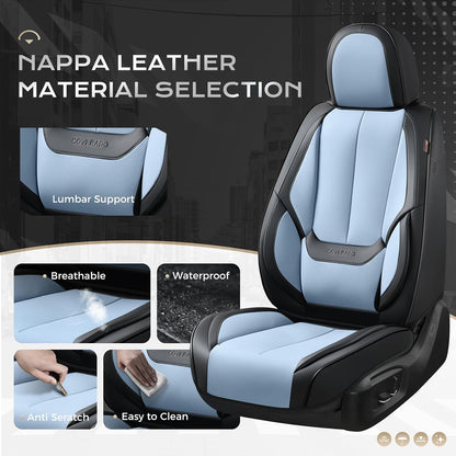 Coverado Seat Covers Full Set, Black Seat Covers for Cars 5 Seats, Car Seat Protector, Waterproof Nappa Leather Car Seat Cushion, Front and Rear Car Seat Cover Fit for Most Sedans SUV Pick-up Truck - Colors B