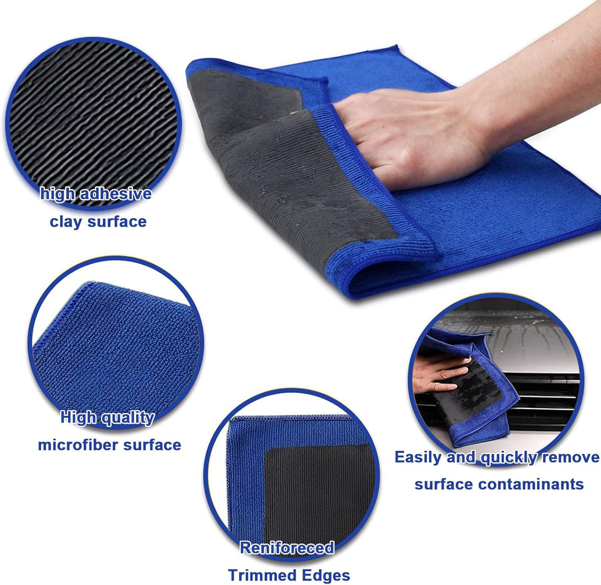Clay Towel 2 Pack Auto Detailing - Fine Grade Microfiber Car Chamois Towel - DIY Detail Clay Bar Alternative