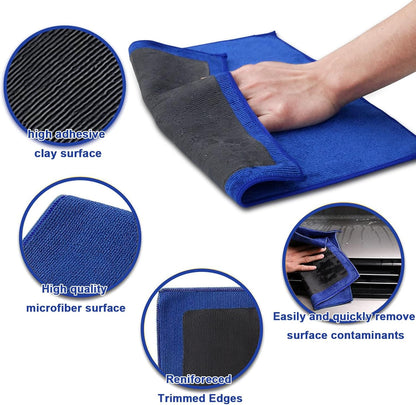 Clay Towel 2 Pack Auto Detailing - Fine Grade Microfiber Car Chamois Towel - DIY Detail Clay Bar Alternative