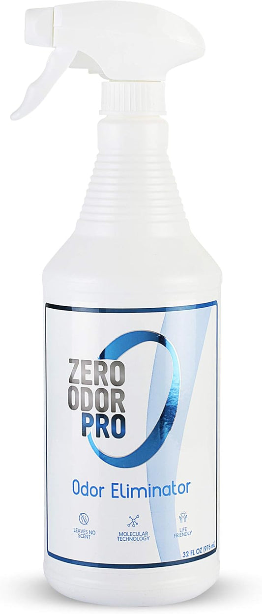 Zero Odor Pro Commercial Strength Odor Eliminator, Room Deodorizer and Air Freshener, Trigger Spray, 32 oz, White/Blue
