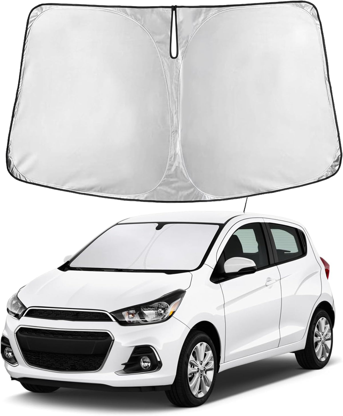 EcoNour Car Windshield Sun Shade | 2025 Upgraded Innovative No-Light-Pass Technology for Maximum Coverage | Foldable Sun Shade Keeps Your Vehicle Cool | Must-Have Car Accessories | Small (59" x 29") - Colors I