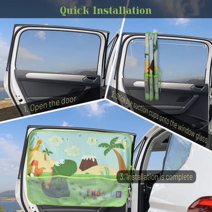 Car Sun Shade Side Window, 2 Pcs Blackout Car Window Shade for Baby Privacy with Storage Net Pockets Auto Curtains 7 Suction Cups for Heat/UV Protection Sun Block Covers
