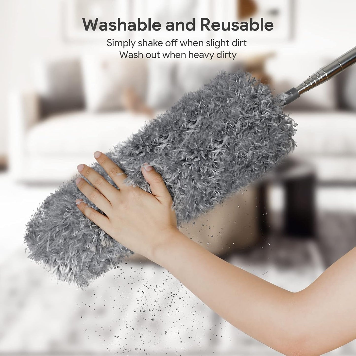 DELUX Microfiber Feather Duster Extendable Duster with 100 inches Extra Long Pole, Bendable Head & Long Handle Dusters for Cleaning Ceiling Fan, High Ceiling, Blinds, Furniture & Cars Gray
