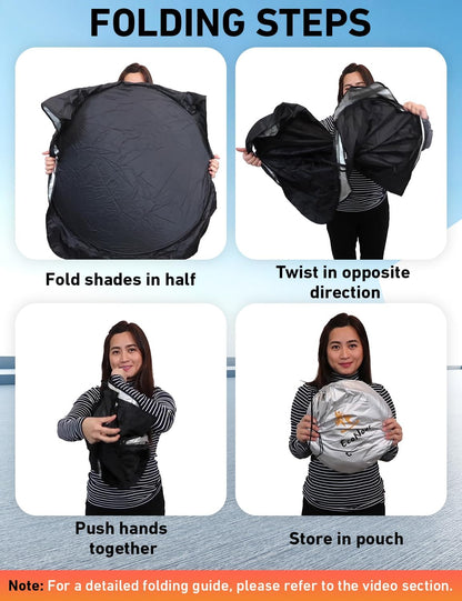 EcoNour Car Windshield Sun Shade | 2025 Upgraded Innovative No-Light-Pass Technology for Maximum Coverage | Foldable Sun Shade Keeps Your Vehicle Cool | Must-Have Car Accessories | Small (59" x 29") - Colors H