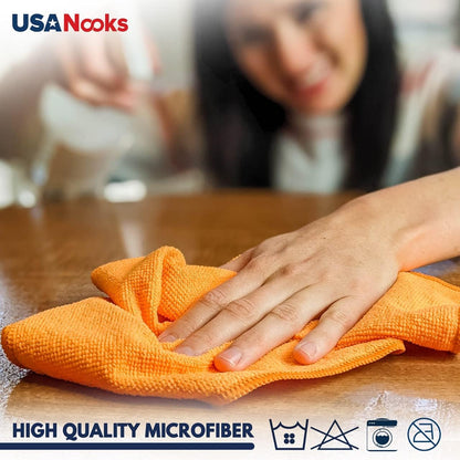 USANOOKS Premium 300GSM Microfiber Cleaning Cloth - 12.5"x12.5" High Performance - 1200 Washes, Ultra Absorbent Microfiber Towels for Cars Undercarriage, Rims & Engine Bay Cleaning - Microfiber Cloth