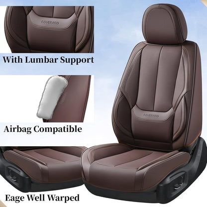 Coverado Seat Covers Full Set, Black Seat Covers for Cars 5 Seats, Car Seat Protector, Waterproof Nappa Leather Car Seat Cushion, Front and Rear Car Seat Cover Fit for Most Sedans SUV Pick-up Truck - Colors A