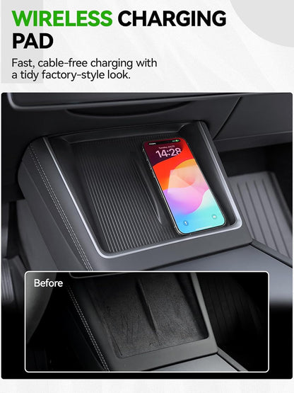 10PCS Center Console Organizer Tray for 2025 2026 Tesla Model Y Juniper Accessories, Under Seat Storage Armrest Hidden Storage Box Cup Holder Charger Pad for Tesla ModelY Juniper (Not fit Standard)