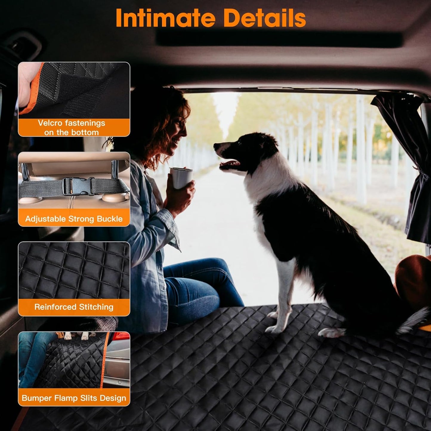 MIXJOY SUV Cargo Liner for Dogs, Waterproof Cargo Liner for SUV, Pet Dog Cargo Cover Mat with Bumper Flap Protector, Nonslip Car Trunk Mat for Sedans Vans, Universal Fit (90" L x 55" W)