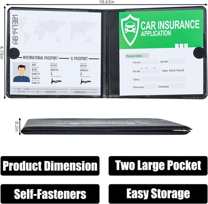 Pacific Mailer Auto Registration and Insurance Card Holder 2 Packs Car Document ID Holder Glove Box Organizer Car Accessories, Black