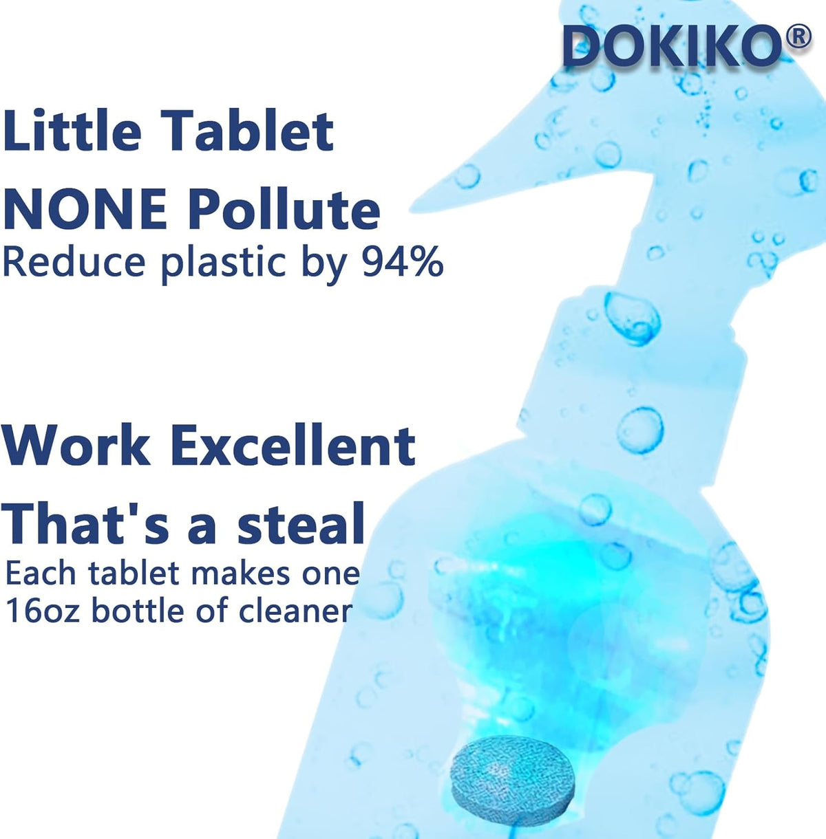 DOKIKO 100 PCS Glass Cleaner Refill,Glass Clean Tablets, Window Clean Refill Tablets, 100 Concentrated Dissolvable,1 Pack Makes 100 * 16 fl oz Spray Effective cleaning