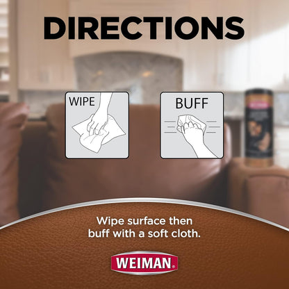 Weiman Leather Cleaner Wipes - Clean Condition UV Protection Help Prevent Cracking or Fading of Furniture, Car Interior, Couch, and Shoes, 4 Pack