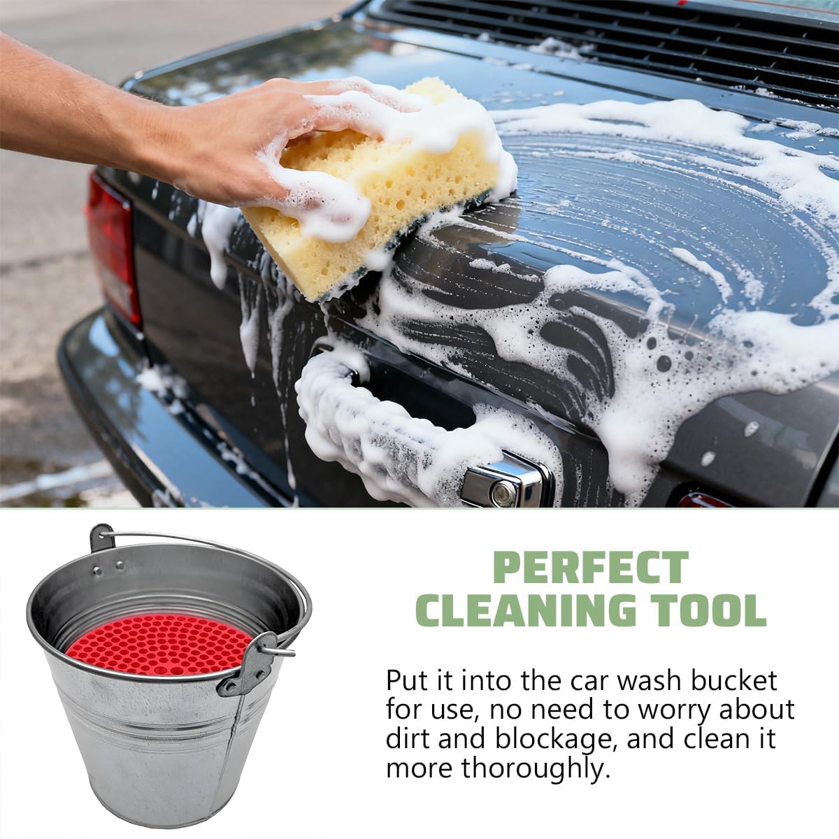 Car Wash Bucket Grit Trap Inserts, Vehicle Detailing Wash Filter for Remove Dust and Dirt, Automotive Cleaning Tool Fits 12 Inch Diameter Bucket, Universal for SUV RV Truck (Black)