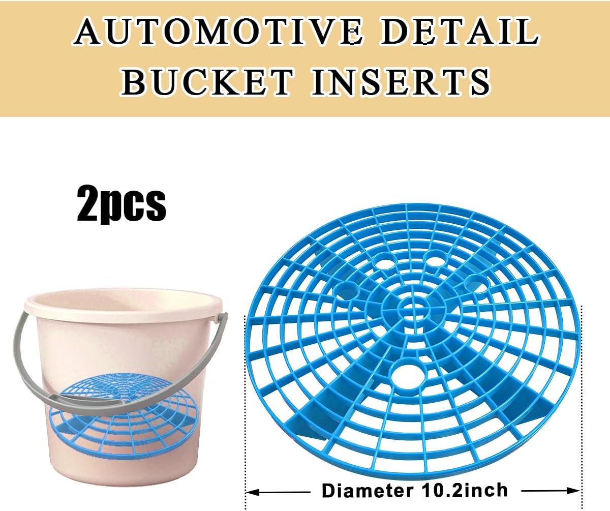 2 PCS Car Wash Bucket Insert, Plastic Wash Bucket Insert Removes Dirt Debris for Car Detailing Cleaning, Auto Detail Grit Trap Fits 12 Inch Diameter or 3-5 Gallon Bucket (Black+Red)