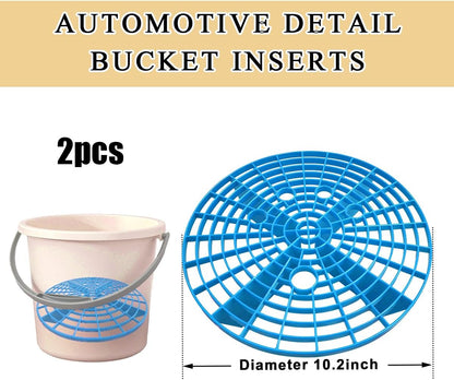 2 PCS Car Wash Bucket Insert, Plastic Wash Bucket Insert Removes Dirt Debris for Car Detailing Cleaning, Auto Detail Grit Trap Fits 12 Inch Diameter or 3-5 Gallon Bucket (Black+Red)