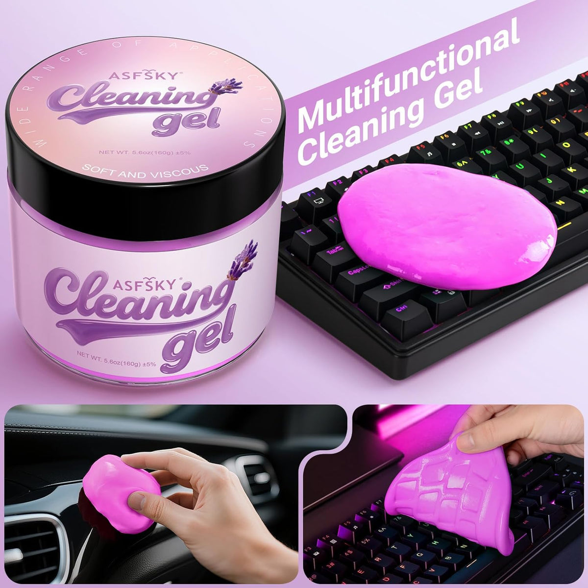 ASFSKY Car Cleaning Gel (Blue,Mint) Cleaning Putty Universal Dust Cleaning Car Interior Cleaner Keyboard Dust Remover Car Slime Gifts for Men Women girl（1 pack）