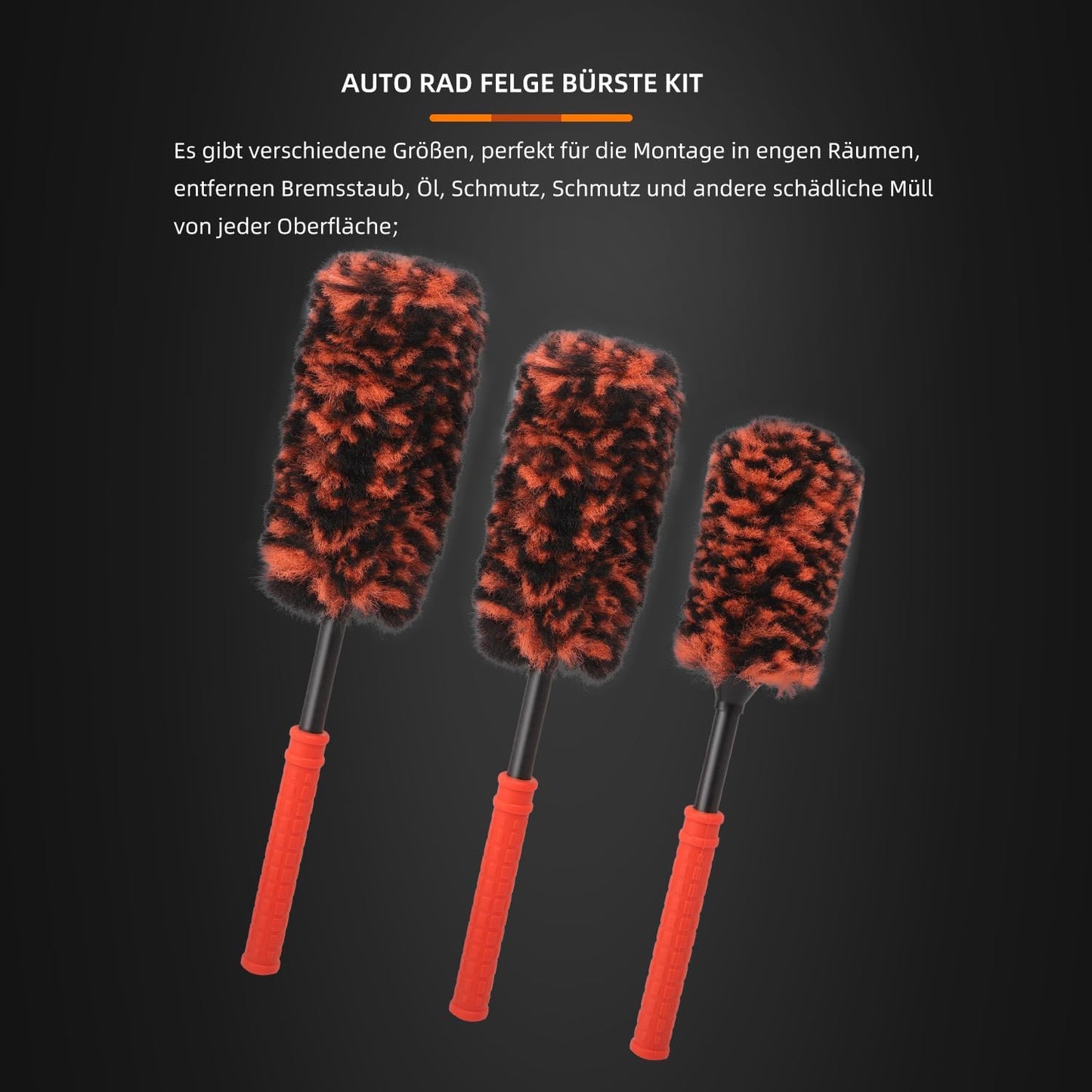 SPTA Rim Cleaner Brush, 3 Pcs Synthetic Ultimate Wheel Brush Set, Flat Spoke Wheel Cleaning Brush, Car Wheel Brush, Brush for Cleaning Wheels, Safe for Cars, Trucks, SUVs, RVs, Motorcycles & More